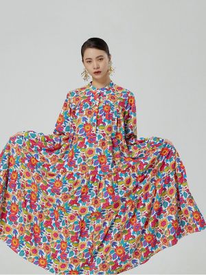 XITAO Dress Floral Print Full Sleeve Dress