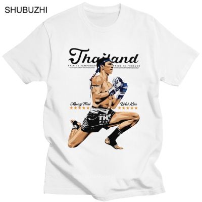 Cool Muay Thai T เสื้อผู้ชายผ้าฝ้าย Wai Kru Tees แฟชั่นแขนสั้น Cal Graphic เสื้อยืดเสื้อผ้า Fighter แฟน Gift T-shirt