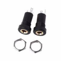 【HOT SALE】 Hiba eStore 2Pcs 3.5MM Audio Jack Socket 3 Pole Black Stereo Solder Panel Mount With Nuts Connector