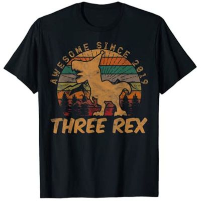 Three Rex 3Rd Birthday Gifts Third Dinosaur 3 Year Old Tshirt Clothing Gifts For Son 100% Cotton Gildan