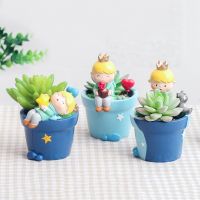 Freeship น่ารัก Little Prince Succulent Planter หม้อเรซิ่น Little Boy กระถางดอกไม้ Bonsai หัตถกรรมบ้านสวน Yard Decor วันเกิด Gift