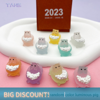 ?【Lowest price】TANG 2pcs Luminous bath Pig การ์ตูนน่ารักเรซิ่นหมู3D เครื่องประดับเรืองแสงในที่มืด