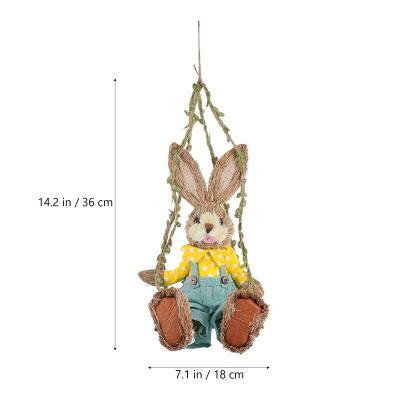 Easter Straw Woven Bunny Swing Bunny Furniture Hanging Pendant Home Decoration