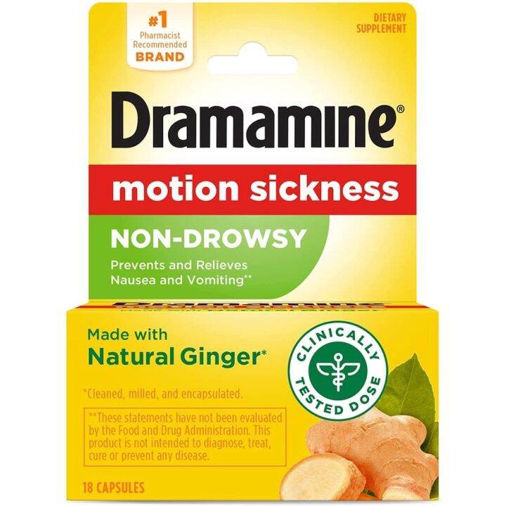 Dramamine Motion Sickness NonDrowsy Made with Natural Ginger 18