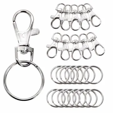 10pcs Metal Swivel Lanyard Snap Hooks And Split Key Rings Chain