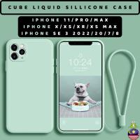 【Great. Cell phone case】 VOERO iPhone 11 Pro Max X XS XR Max/ SE 3 2022 2020 / 7 8 Cube เคสครอบโทรศัพท์สายคล้องซิลิโคนของเหลวกันกระแทก