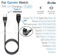 Zionia สมาร์ทนาฬิกาชาร์จอะแดปเตอร์ USB-C Type-C สายชาร์จสำหรับ Garmin Fenix 7X 7 7S 6X 6 6S Pro Sapphire Solar 5X 5 5S Plus Quatix Enduro Approach S70 S60 S62 Instinct 2S 2X Epix Gen 2 Forerunner 955 945 935 745 Tactix D2 Mach 1 Charlie Delta PX S