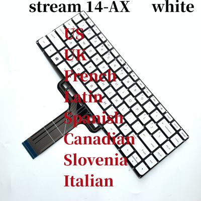 100% ของแท้สำหรับ HP ใหม่สตรีม14-AX แป้นพิมพ์สีขาว V150546HS1 NSK-CX3SQ