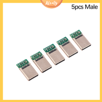 Aleaty? 5/10pcs USB3.1 typec ตัวเชื่อมต่อชาย/หญิง JACK TAIL USB ชายปลั๊กไฟฟ้าเชื่อม DIY Data CABLE Support PCB BOARD