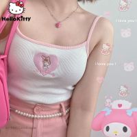 [Cos imitation] Sanrio My Melody เย็บปักถักร้อยฤดูร้อน Suspenders Y2k ที่รักเด็กอ่อนบางสลิง Koream แฟชั่นสไตล์ใหม่สาวร้อนสั้นท็อปส์