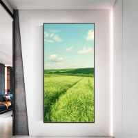 Privacy Window Film Static Cling No Glue Decorative Field Scenery Window Treatments Window Coverings Glass Window Sticker Window Sticker and Films