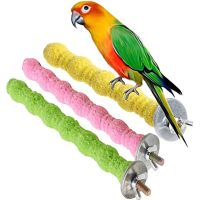 Bird Perch Parrot Stand Cage Accessories Natural Wooden Stick Paw Grinding Rough-surfaced Chew Toy for Cockatiels,Cockatoo,Lorikeet,Conure,Parakeet 3 Pack (Random Color)