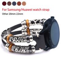 【CHUYANG SHOP】   สายนาฬิกาหนังสำหรับ Huawe นาฬิกา GT2 46มม. GT 2 Pro/ 2e สายสำหรับ Samsung Galaxy Watch 3 41มม./ใช้งานของแท้ย้อนยุคแฮนด์เมดวง