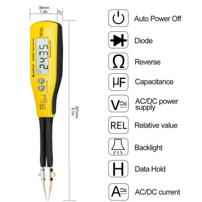 990C Digital SMD Tester Capacitance Meter for Diode Capacitance Resistance Tweezers Meter Battery Tester with Spare Test Pin