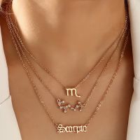 3Pcs/set 12 Zodiac Sign Necklace For Women 12 Constellation Pendant Chain Choker Birthday Jewelry With Cardboard Card