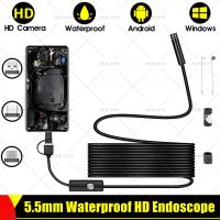 5.5mm HD Endoscope Camera OTG Micro USB Type C Waterproof Inspection Borescope Soft Hard Snake Cable Videoscope Android Phone PC