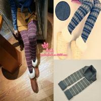 [COD] New plaid snowflake plus velvet thickened double-layer leggings Elastic thin bamboo charcoal nine-point