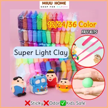 24 Colors Air Dry Clay Magical Kids Ultra Light Artist Studio Plasticine Toy Safe and Non-Toxic Modeling Clay