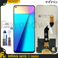 Beyondwolf หน้าจอเดิมสำหรับ Infinix Note 7/X690ชิ้นส่วนจอสัมผัสแอลซีดีของเครื่องแปลงดิจิทัลอะไหล่กรอบกลางสำหรับ Infinix Note 7 X690