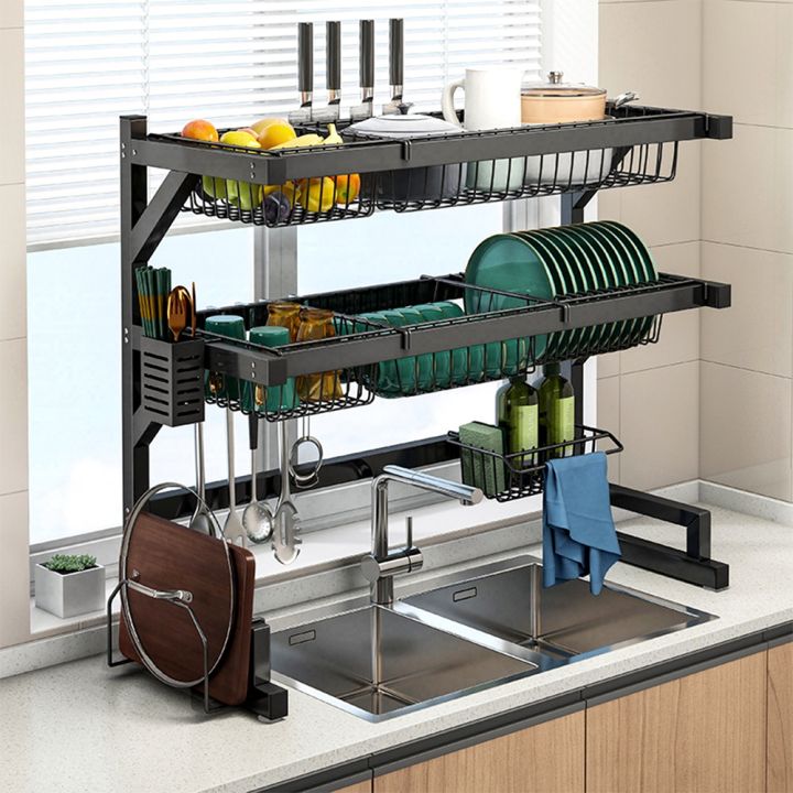 Rak Dapur Stainless Steel Sink Dish Rack Rak Pinggan Sinki Dish Drainer Rak Kitchen Organizer 3012