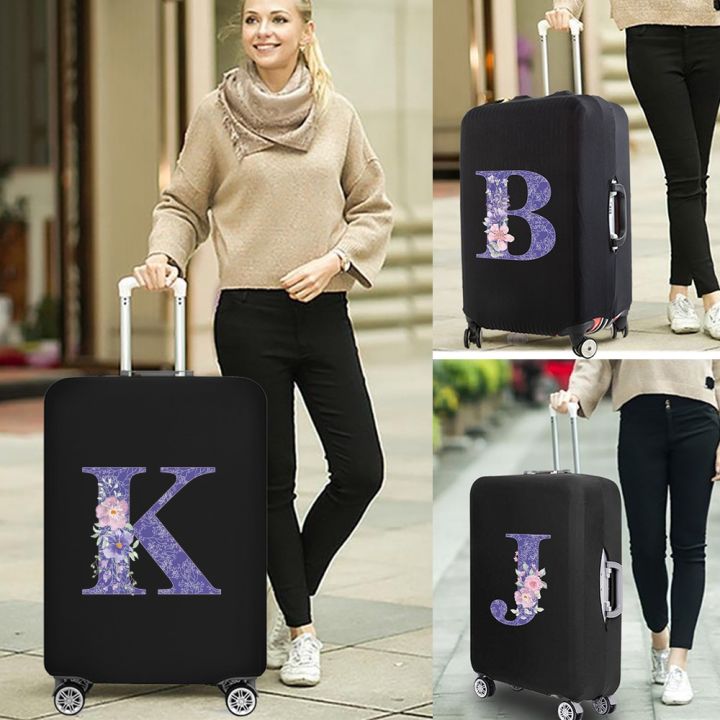 Gold Letter Printed Travel Elastic Luggage Protective Cover Fashion Case  Suitcase Fit 18-32 Trolley Baggage
