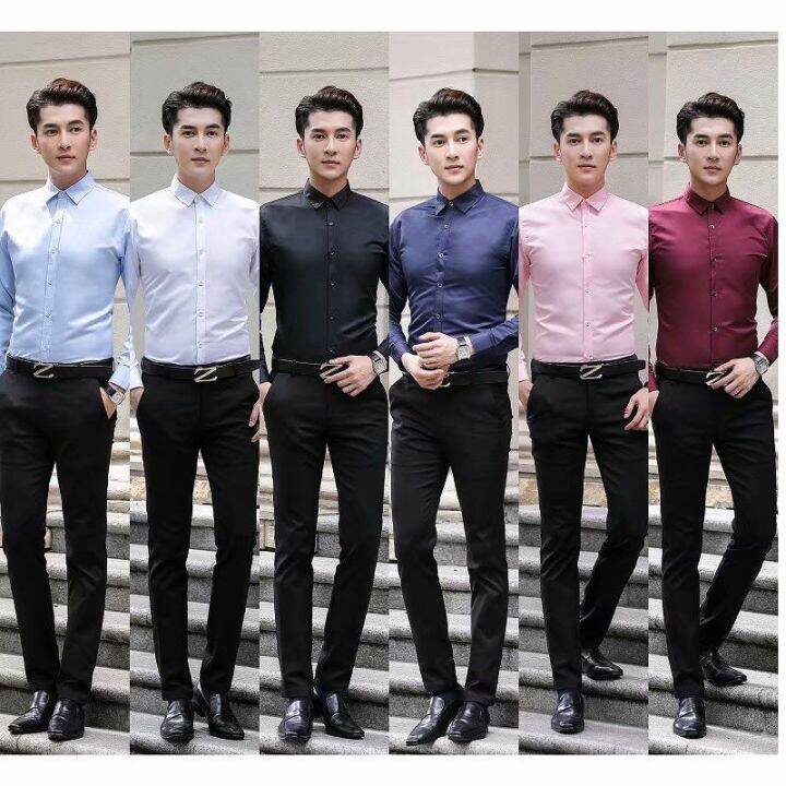 ready-stock-at-malaysia-men-formal-button-smart-casual-plus-size-long-sleeve-slim-fit-baju-kemeja-suit-shirt