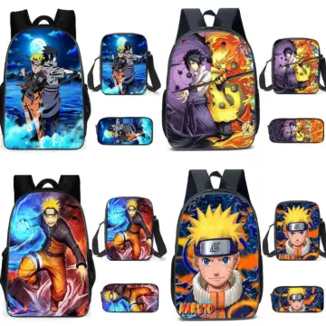 Bandai 3D Double-sided Printing Naruto Primary and Secondary School Girls  School Bag Backpack Lightening zipper shoulders