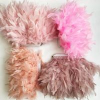 ℡♗ 2Meters Natural Turkey Feathers Trims Fringe Height 10-15cm Wedding Clothing Dress Decoration DIY Feather Ribbon Sewing Crafts