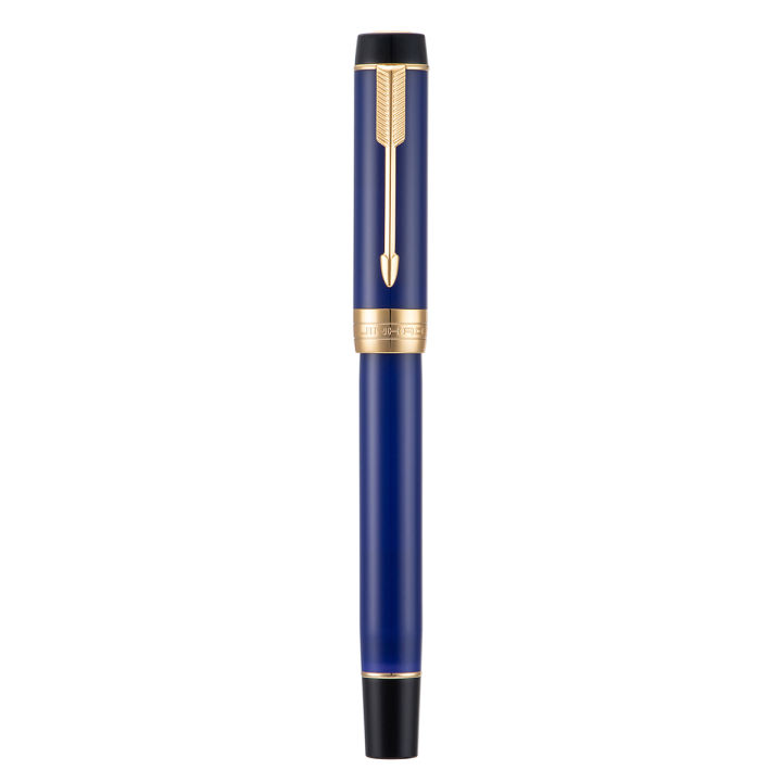 รุ่นอัพเกรด-jinhao-100มินิสีฟ้าเรซิ่นน้ำพุปากกาโกลเด้นคลิป-effmก้มปลายปากกาที่มีตัวแปลงสำนักงานเขียนปากกาหมึก