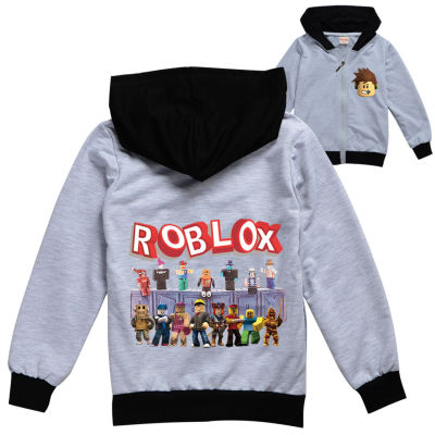 Ro Bloxs เสื้อคาร์ดิแกนเด็กผู้หญิง,แจ็คเก็ตเด็กผู้ชาย2ชิ้นชุดเด็กผู้ชายฤดูใบไม้ผลิฤดูใบไม้ร่วงผ้าฝ้าย + โพลีเอสเตอร์เสื้อผ้าแขนยาวเด็กมีฮู้ดเสื้อคลุมแบบมีซิป