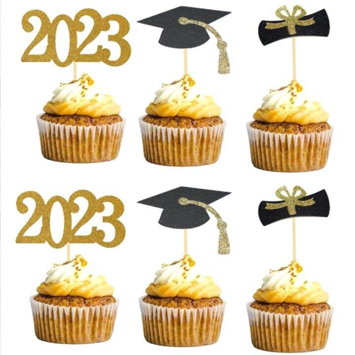 48pcs-2023-graduation-decorations-graduation-cake-topper-2023-food-decor-graduation-grad-cap-party-mini-cake-decor-insert