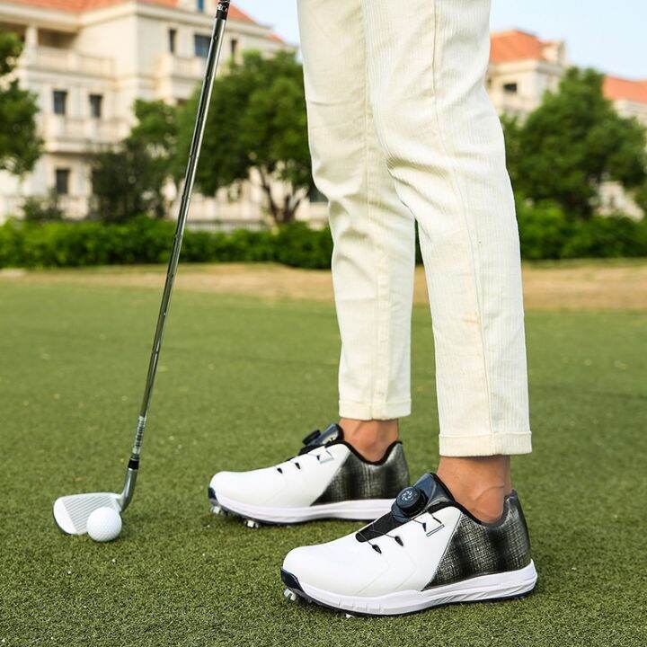 professional-spike-golf-shoes-men-39-s-white-jogging-walking-sneakers-outdoor-grass-high-quality-swivel-buckle-golf-sneakers