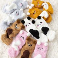 ♨✉  Women Cute Cartoon Animal Fuzzy Socks Winter Warm Fleece Kawaii Panda Bear Cat Fluffy Socks Casual Fashion Home Floor Sleep Sock