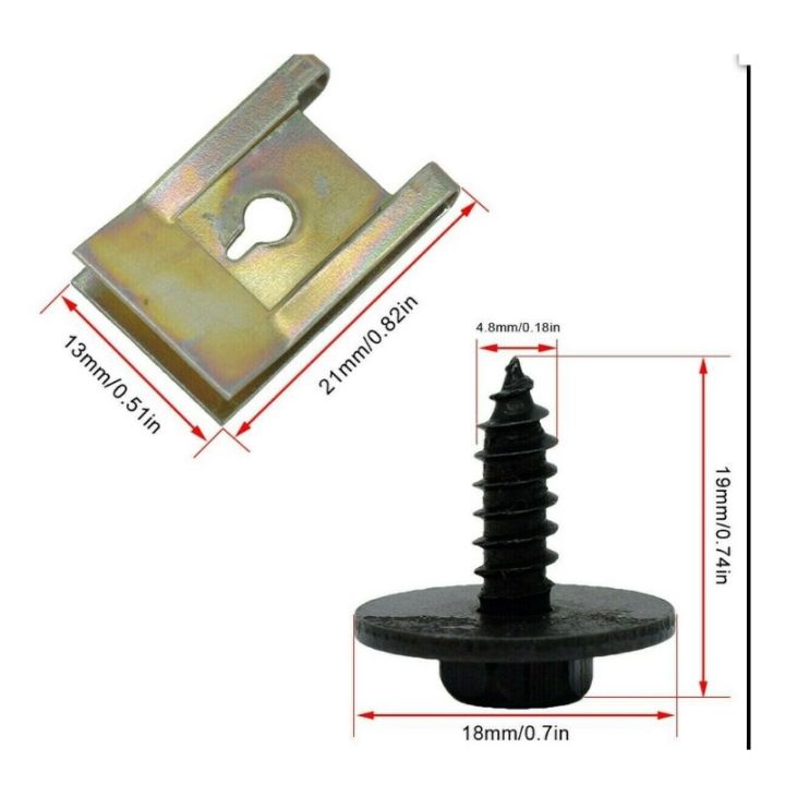 40x-car-fastener-self-tapping-screw-base-u-type-j98-j260-under-tray-nut-clip-automobile-engine-fender-bumper-plate-clamp-nails-screws-fasteners