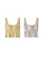 Genuine Uniqlo High-end Large U-shaped beautiful back vest bra integrated inner wear suspender strap breast pad short navel-baring hot girl top bottoming