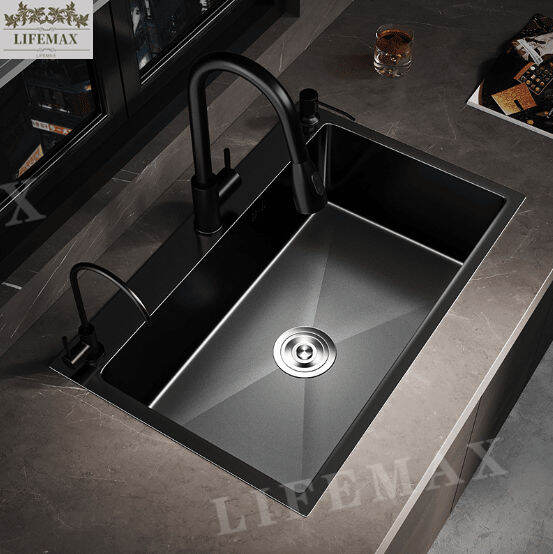 [SG Seller]Black Kitchen Nano Sink 304 Stainless Steel Household Sink