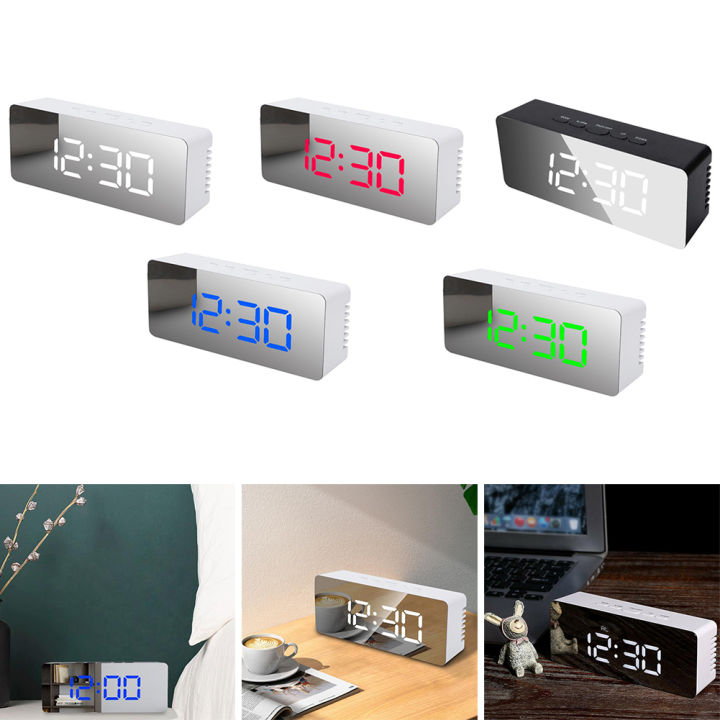 hotwmirror-นาฬิกาปลุก-led-wecker-digital-usb-alarmwecker-funk-uhr-matischuhr-spiegel-reloj-despertador-wall-decor