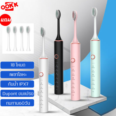 New  toothbrush electricity แปรงสีฟันไฟฟ้า อเนกประสงค์ รุ่นEtooth-101 แบตจุ1200mAh มีให้เลือก3สี (มิ้น ชมพู ขาว) แบบชาร์จไฟ แถมหัวแปรง4หัว   ปรับได้ดึง18ระดับ