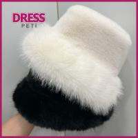 PETI DRESS ผ้ากำมะหยี่อบอุ่น หมวกทรงถัง สีทึบทึบ ขนเฟอร์เทียม หมวกชาวประมงหมวก มีสไตล์ กันหนาว หมวกปานามา ฤดูหนาวในฤดูหนาว