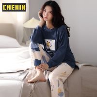 CMENIN สัตว์น่ารักผ้าฝ้ายกางเกงขายาวฤดูใบไม้ร่วงและฤดูหนาว Loungewear ชุดนอนสตรีชุดอยู่บ้าน KY-218634