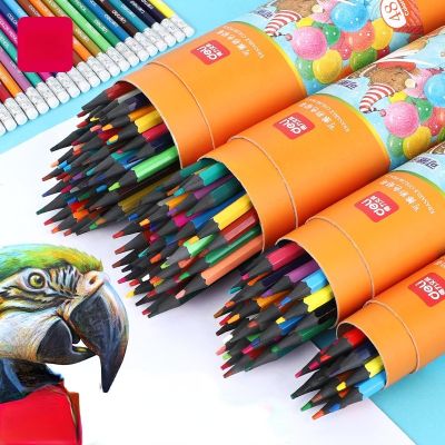 24/36/48 Erasable Color Pencil Set 2B Charcoal Pen Childrens Students Painting Coloring Stationery Head with Eraser