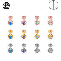 1ชิ้น G23ไทเทเนียมคลัสเตอร์ที่มีสีสันโอปอลต่างหูสตั๊ด Labret Helix Tragus Orelha กระดูกอ่อนเจาะสำหรับผู้หญิงผู้ชายเครื่องประดับ