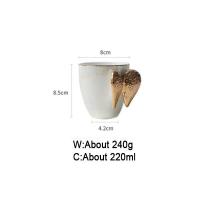 【In-Stock】 แก้วกาแฟลายนางฟ้าพร้อมที่จับชุบแก้วมีหูเซรามิคสีขาวสุดสร้างสรรค์แก้วกาแฟนมพอร์ซเลนของขวัญคู่สำหรับตกแต่งบ้าน