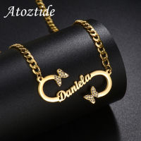 Atoztide Personalized Custom Name Necklace for Women Stainless Steel Infinity Heart Pendant Link Chain Birthday Jewelry Gift