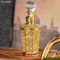 12ML Gold-plated Perfume Bottle Vintage Big Mouth Sub-Bottling Hollow Engraved Diamonds Crystal Cap Essential Oil Beauty Gift