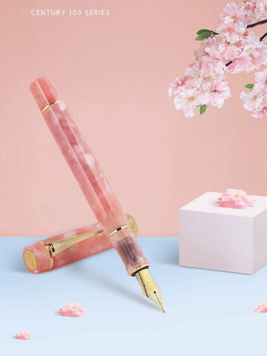 luxury-jinhao-100-fountain-pen-century-checkerboard-kaleidosc-pink-acrylic-spin-gold-elegante-ink-pen-business-office-supplies