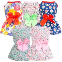 Floral Pet Dog Dress Bow Princess Dress Dog Skirt Spring Summer Section Sleeveless Dresses Chihuahua Teddy Small Dog Clothes Dresses