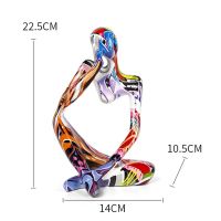 Resin Colorful Graffiti Sculpture Desk Collection Thinker Abstract Figurine Handmade Crafts For Home Interior Office Desktop