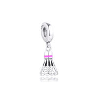 Badminton Birdie Dangle Charm 2020 summer girl pendant celet Femme 925 Sterling Silver Beads бижутерия