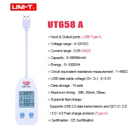 【✈】 Cottage Craft ที่ทดสอบ USB จอแสดงแรงดันไฟฟ้าและกระแสแบบคู่ UNI-T UT658A/C/โวลต์แอมแปร์เครื่องวัดความจุผลิตภัณฑ์ดิจิทัลเครื่องชาร์จพร้อมที่จัดเก็บข้อมูล